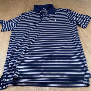 Polo Golf Ralph Lauren Men’s L Navy White Stripe Wicking Performance Polo Shirt